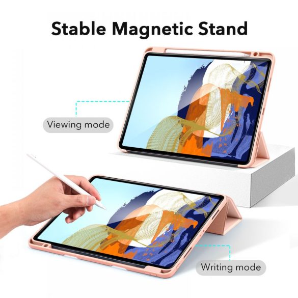 ESR Rebound Pencil iPad Pro 11" (2021) oldalra nyíló okos tok, érintőceruza tartóval, rozé arany