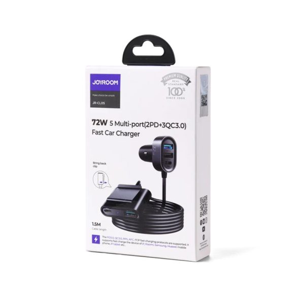 Joyroom JR-CL05 5-Port (3xUSB+2xUSB-C) 72W univerzális autós töltő