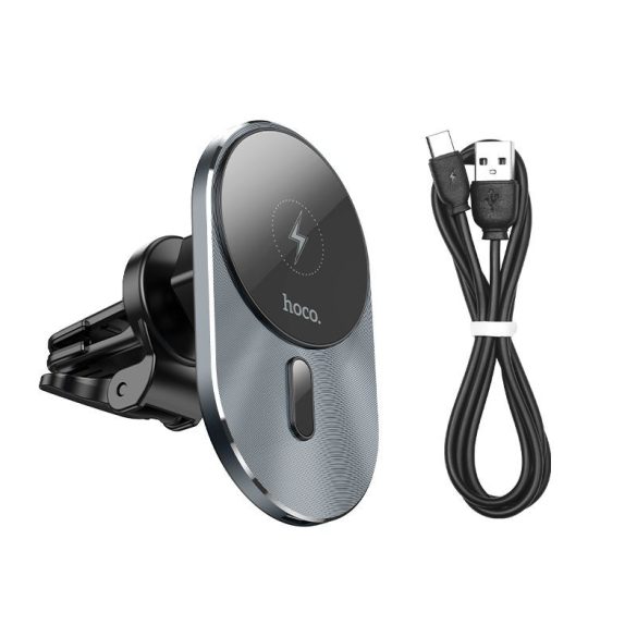 Hoco CA91 Magnetic Magsafe Vent Car Mount, Magsafe kompatibilis vezeték nélküli töltő és tartó, szellőzőrácsra, mágneses, 15W, fekete