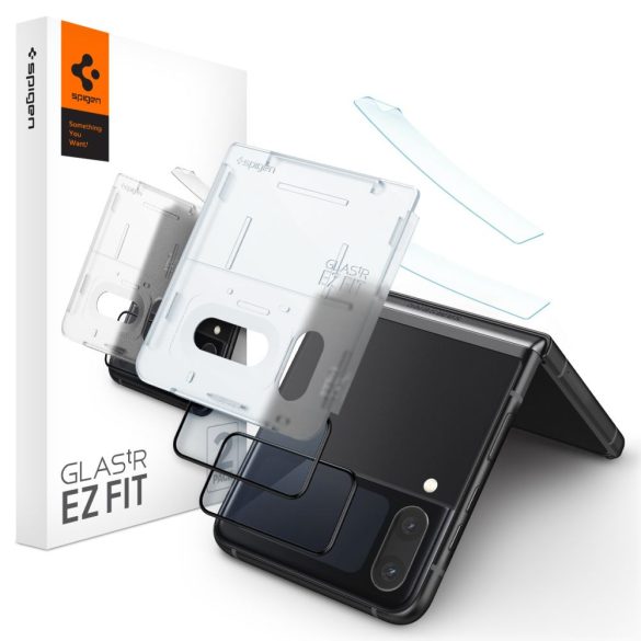 Spigen Glass 2 db EZ Fit Samsung Galaxy Z Fold 4 kijelzővédő üvegfólia + zsanér film, fekete