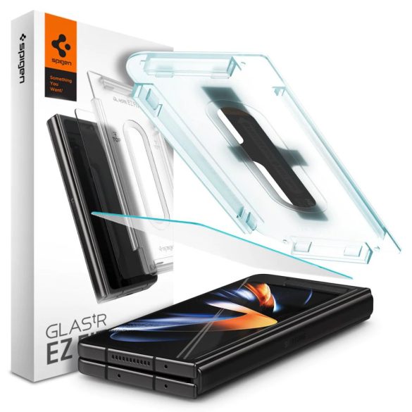 Spigen Glass EZ Fit Samsung Galaxy Z Fold 4 kijelzővédő üvegfólia felrakó kerettel, átlátszó