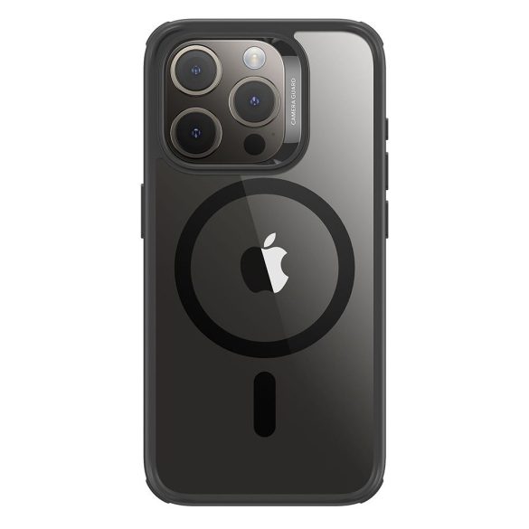 ESR CH Halolock Magsafe Iphone 15 Pro Max magsafe kompatibilis ütésálló hátlap, tok, fekete-átlátszó