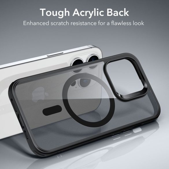 ESR CH Halolock Magsafe iPhone 14 Pro hátlap, tok, átlátszó-fekete
