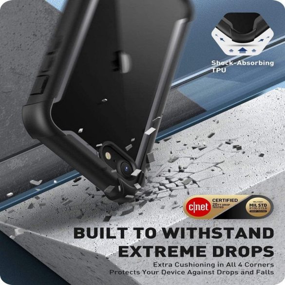 Supcase Iblsn Ares iPhone 7/8/SE (2020) ütésálló tok és előlap, fekete