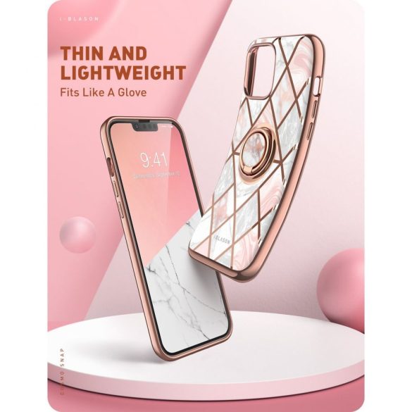 Supcase Cosmo iPhone 13 hátlap, tok, márvány mintás, rózsaszín