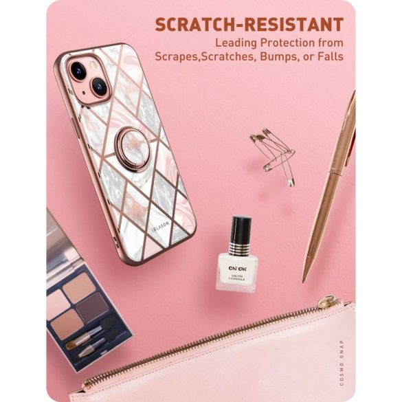 Supcase Cosmo iPhone 13 hátlap, tok, márvány mintás, rózsaszín