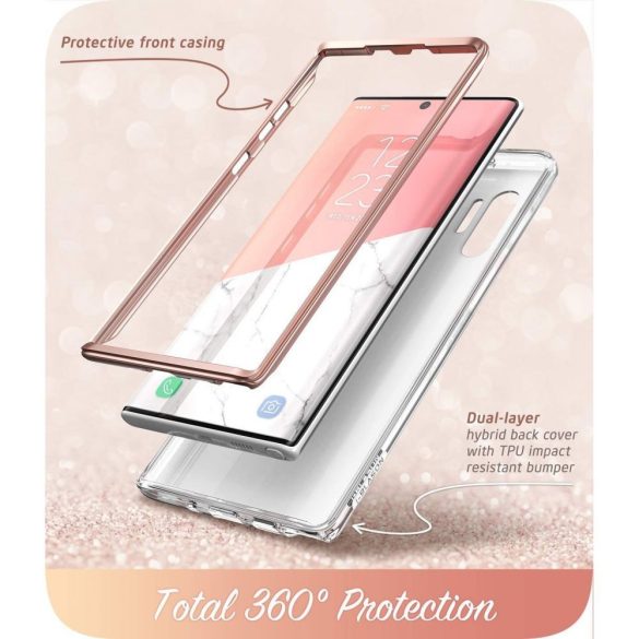Supcase Cosmo Samsung Galaxy Note 10 Plus hátlap, tok, márvány mintás, rózsaszín