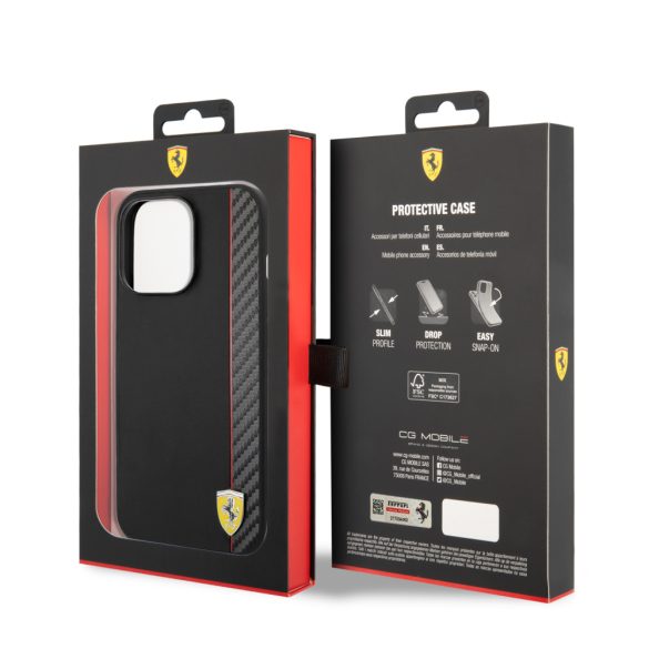 Ferrari iPhone 14 Pro Carbon (FEHCP14LAXBK) hátlap, tok, fekete