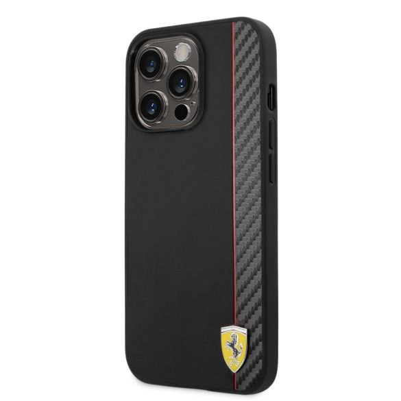 Ferrari iPhone 14 Pro Carbon (FEHCP14LAXBK) hátlap, tok, fekete