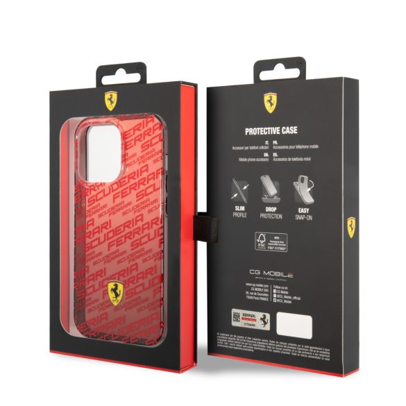 Ferrari iPhone 14 Pro Gradient Allover (FEHCP14LEAOR) hátlap, tok, piros