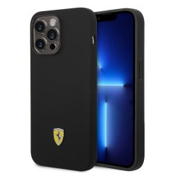   Ferrari iPhone 14 Pro Max Silicone Metal Logo (FEHCP14XSIBBK) hátlap, tok, fekete