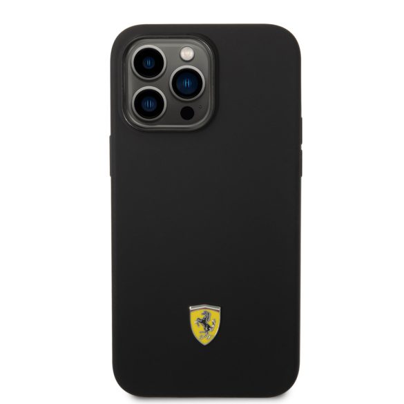 Ferrari iPhone 14 Pro Max Silicone Metal Logo (FEHCP14XSIBBK) hátlap, tok, fekete