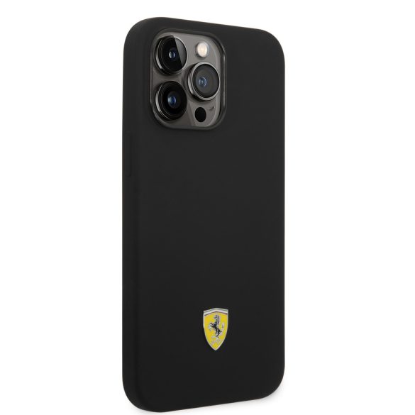 Ferrari iPhone 14 Pro Max Silicone Metal Logo (FEHCP14XSIBBK) hátlap, tok, fekete