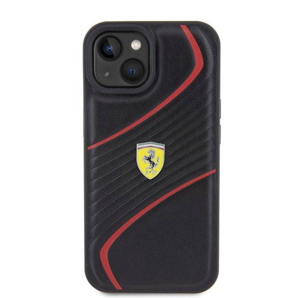Ferrari iPhone 15 Twist Metal Logo (FEHCP15SPTWK) hátlap, tok, fekete