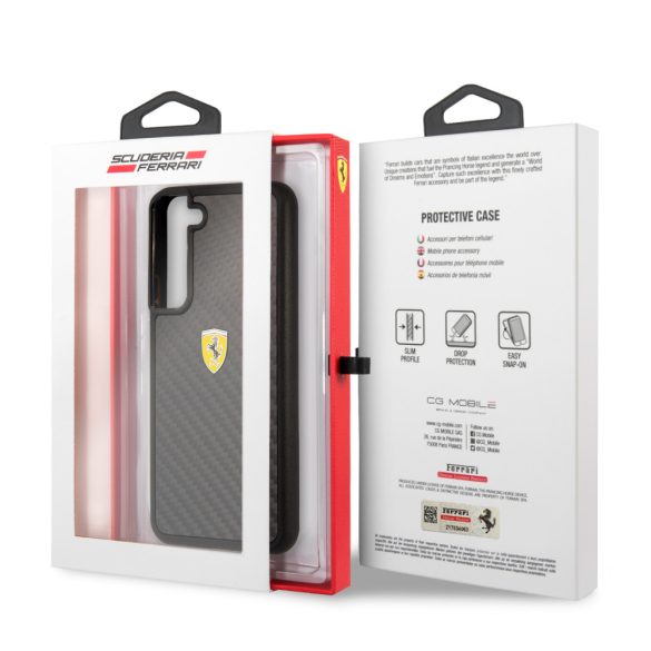 Ferrari Samsung Galaxy S22 Plus Real Carbon (FEHCS22MFCAK) hátlap, tok, fekete