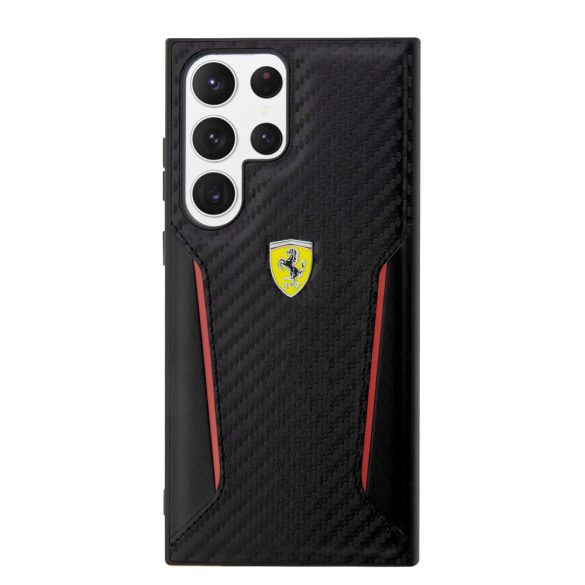 Ferrari Samsung Galaxy S23 Ultra Carbon Contrast Edges (FEHCS23LNPYK) hátlap, tok, fekete