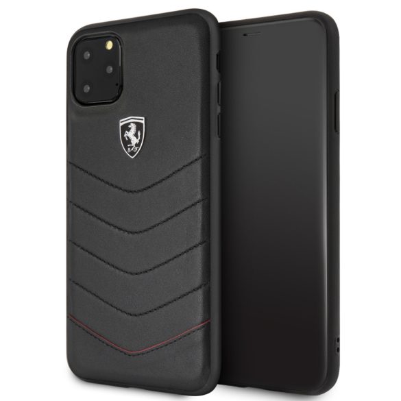 Ferrari iPhone 11 Pro Max Heritage Genuine Leather Quilted eredeti bőr (FEHQUHCN65BK) hátlap, tok, fekete