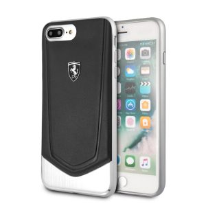 Ferrari iPhone 6 Plus/7 Plus/8 Plus Heritage Aluminium V stripe (FEHTOHCI8LBK) hátlap, tok, fekete