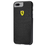   Ferrari iPhone 6 Plus/7 Plus/8 Plus Real Carbon Fiber (FERCAHCP7LBK) hátlap, tok, fekete