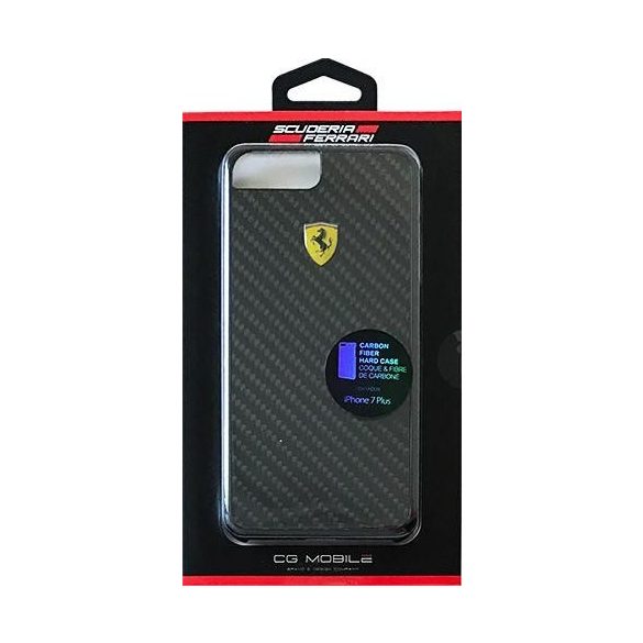 Ferrari iPhone 6 Plus/7 Plus/8 Plus Real Carbon Fiber (FERCAHCP7LBK) hátlap, tok, fekete