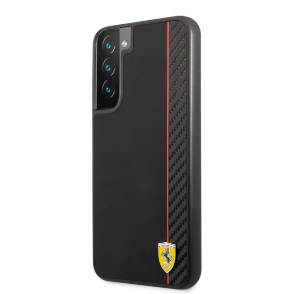 Ferrari Samsung Galaxy S22 Plus Smooth and Carbon Effect (FESAXHCS22MBK) hátlap, tok, fekete