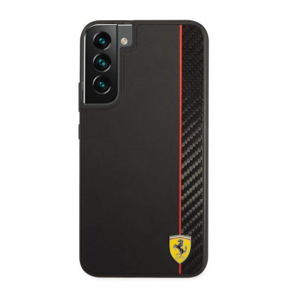 Ferrari Samsung Galaxy S22 Plus Smooth and Carbon Effect (FESAXHCS22MBK) hátlap, tok, fekete