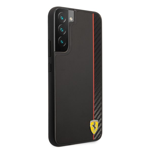 Ferrari Samsung Galaxy S22 Plus Smooth and Carbon Effect (FESAXHCS22MBK) hátlap, tok, fekete