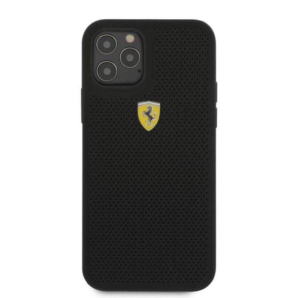 Ferrari iPhone 12/12 Pro Off Track Perforated Cover (FESPEHCP12MBK) hátlap, tok, fekete