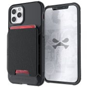   GHOSTEK iPhone 12 Pro Exec 4 Magnetic Wallet ütésálló hátlap tok, kártyatartóval, fekete