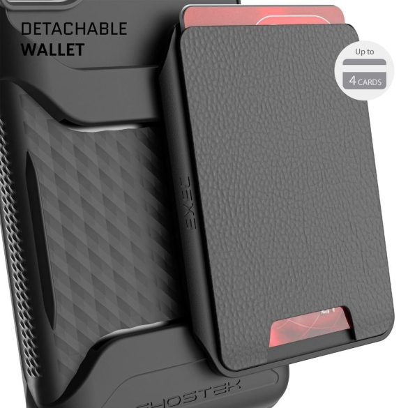 GHOSTEK Samsung Galaxy S21 Plus Exec 4 Magnetic Wallet ütésálló hátlap tok, kártyatartóval, fekete