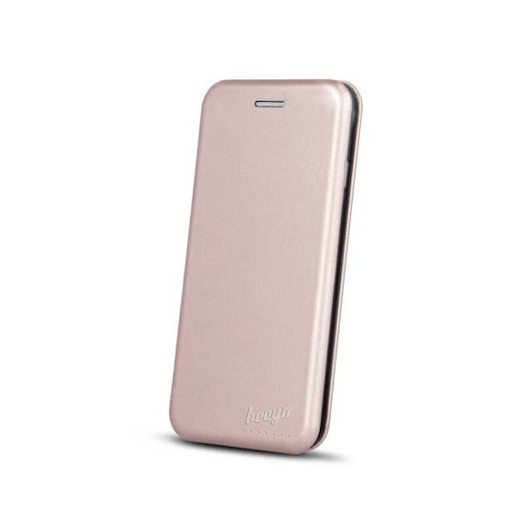 Beeyo Diva Samsung Galaxy A8 (2018) A530 oldalra nyíló tok, rozé arany