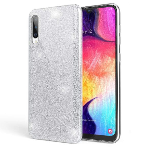 Glitter 3in1 Case Samsung Galaxy A6 (2018) hátlap, tok, ezüst