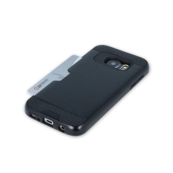 Defender Card Case Samsung Galaxy A6 Plus (2018) ütésálló hátlap, tok kártyatartóval, fekete