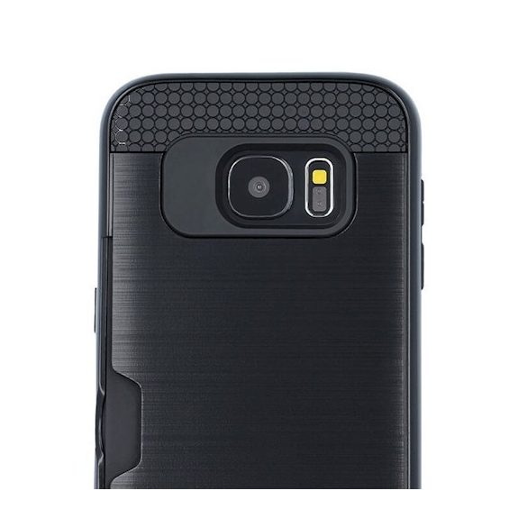 Defender Card Case Samsung Galaxy A6 Plus (2018) ütésálló hátlap, tok kártyatartóval, fekete