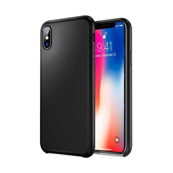 iPhone X/Xs Matt TPU szilikon hátlap, tok, fekete