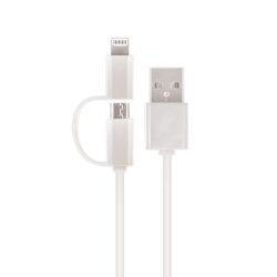   Setty USB Cable 2in1 Micro-USB és Lightning kábel, 2A, 1m, fehér