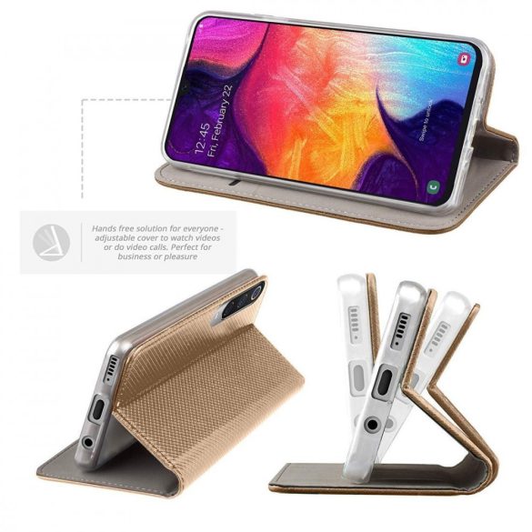 Smart Magnet Samsung Galaxy A80/A90 oldalra nyíló tok, arany