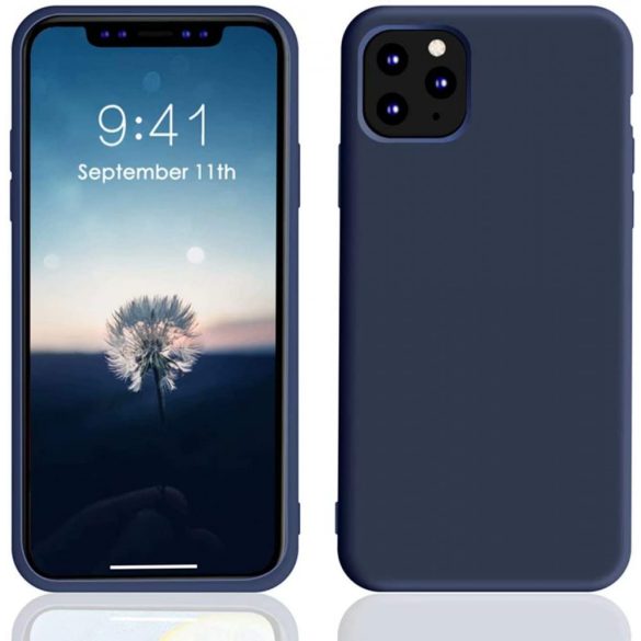 iPhone 11 Soft Matt szilikon hátlap, tok, sötétkék