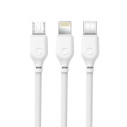   XO NB103 USB Cable 3in1 Micro-USB, Type-C, Lightning kábel, 2,1A, 1m, fehér