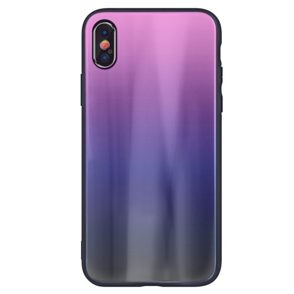 Aurora Glass iPhone 11 Pro Max hátlap, tok, rózsaszín-fekete