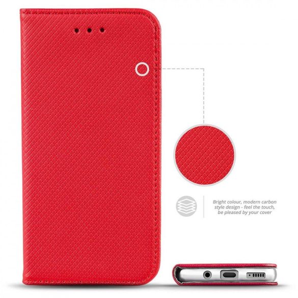 Smart Magnet Xiaomi Redmi 7A oldalra nyíló tok, piros
