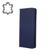   Genuine Leather Smart Pro Samsung Galaxy S10 Lite/A91 seredeti bőr oldalra nyíló tok, sötétkék