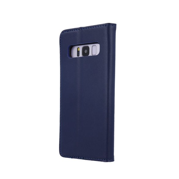 Genuine Leather Smart Pro Samsung Galaxy S10 Lite/A91 seredeti bőr oldalra nyíló tok, sötétkék