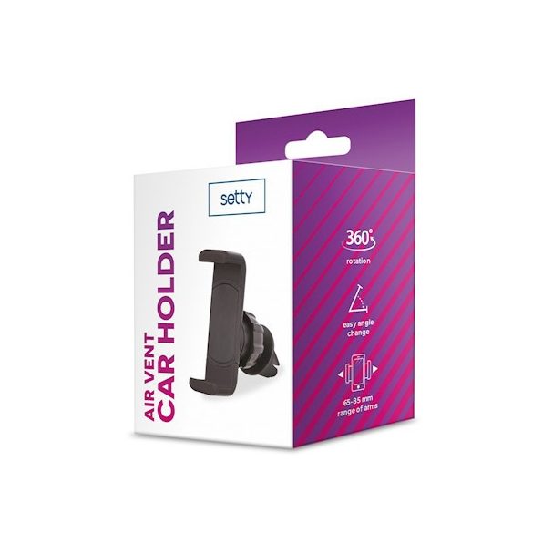 Setty US-01 Univerzális Air Vent autós telefontartó, szellőzőrácsra, fekete