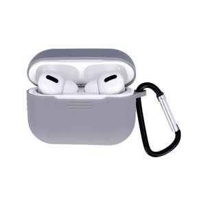 Airpods Pro szilikon tok + karabiner, szürke