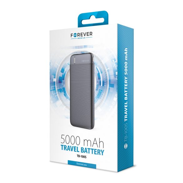 Forever TB-100S Power Bank hordozható külső akkumulátor 5000 mAh, fekete