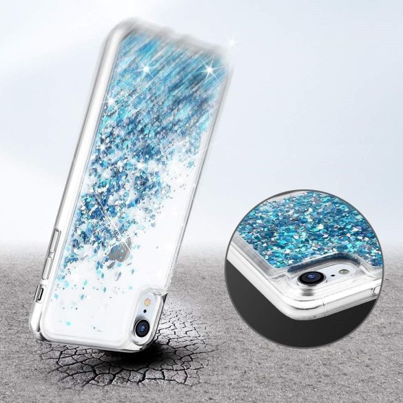 Liquid Sparkle Samsung Galaxy A51 hátlap, tok, kék
