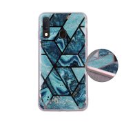   Geometric Marmur Case Samsung Galaxy A21s hátlap, tok, sötétkék