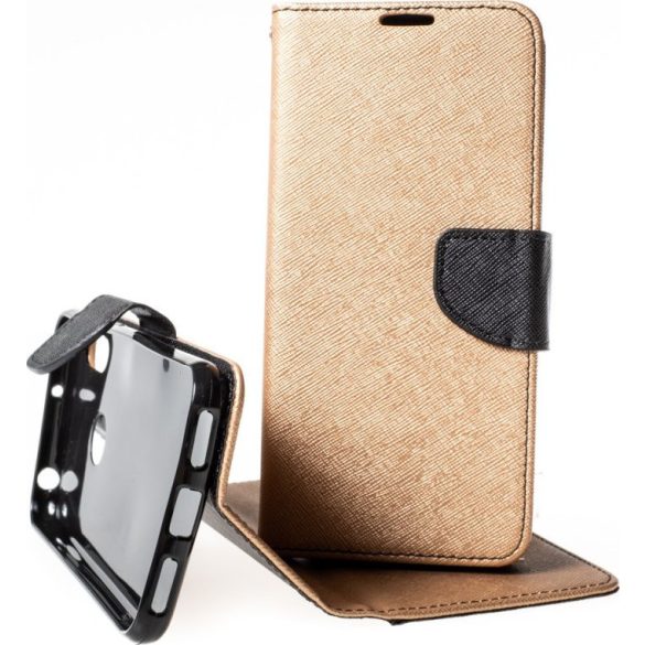 Smart Fancy Samsung Galaxy M51 oldalra nyíló tok, arany-fekete