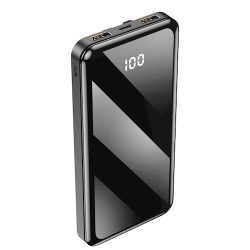   Forever TB-411 Power Bank hordozható külső akkumulátor, 2xUSB-A/1xUSB-C, USB-C-Micro-USB-Lightning kábelekkel, 10000 mAh, 10W, fekete